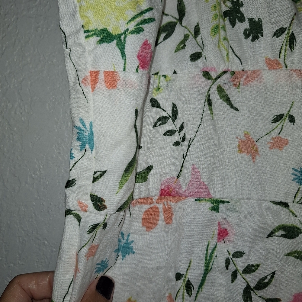 Mi Ami Floral Linen Blend Mini Dress Large Franscesca's Boutique Adjust Strap - Picture 6 of 13